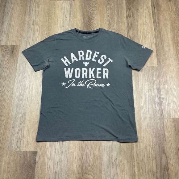 Under Armour Shirt Mens Extra Large Gray Project Rock Hardest Worker Training - Picture 1 of 10